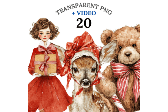 20 Vintage Christmas Clipart PNG: Illustrations Review
