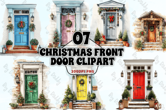 Christmas Front Door Clipart PNG: Festive Illustrations