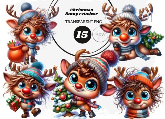 Christmas Funny Reindeer Illustrations Review