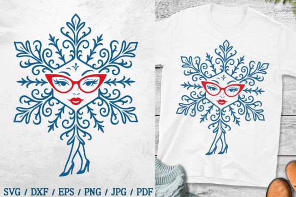 Christmas Snowflake Woman Legs SVG: Editorial Illustrations