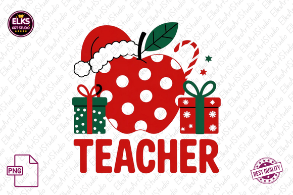 Christmas Teacher Clipart Sublimation & Illustrations