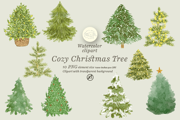 Cozy Christmas Tree Illustrations for Crafters