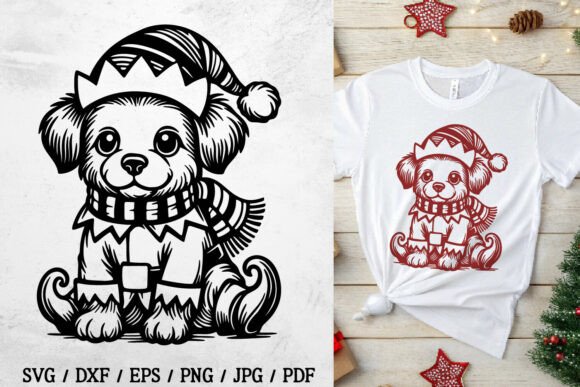 Cute Christmas Puppy Dog SVG: Festive Illustrations