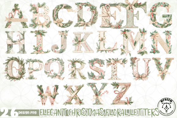 Elegant Christmas Floral Letters PNG Review