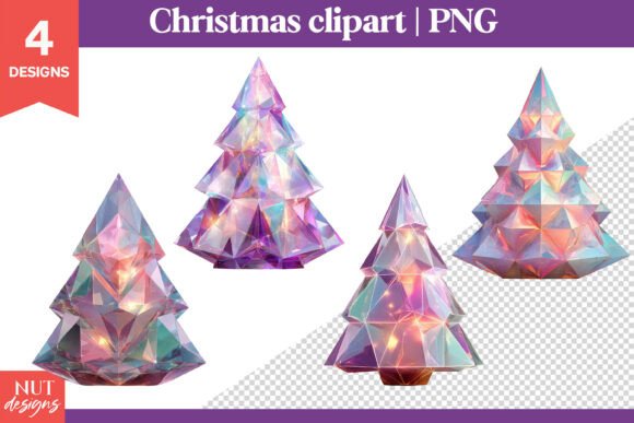 Geometric Crystal Christmas Trees PNG Review
