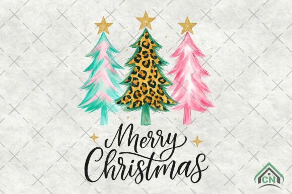 Merry Christmas Leopard Trees PNG: Bold Illustrations
