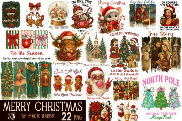 Merry Christmas Sublimation Bundle Png: Festive Illustrations