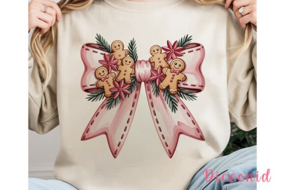 Pink Christmas Gingerbread Bow PNG: Sweet Illustrations