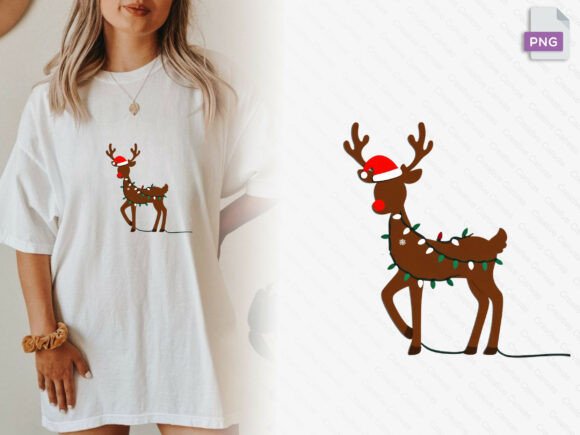 Reindeer Lights Silhouette: Festive Illustrations