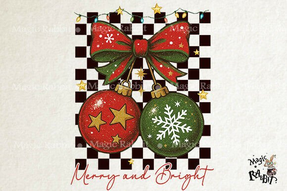 Retro Christmas Ornaments Bow PNG for Illustrations