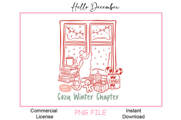 Retro Cozy Winter Chapter Christmas PNG Illustrations