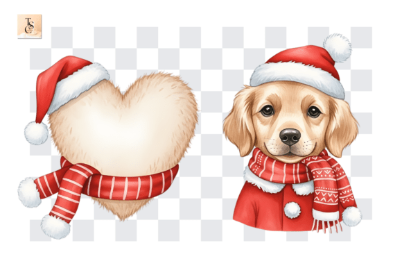 Review: Christmas Golden Retriever PNG Clipart & Illustrations