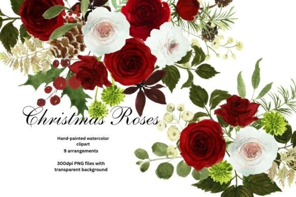 Review: Christmas Red and White Floral Bouquets Illustrations