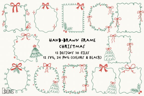 Review: Christmas SVG Hand-Drawn Frame Bundle Illustrations