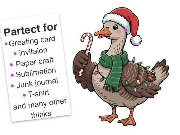 Reviewing Christmas Goose with Santa Hat Illustrations