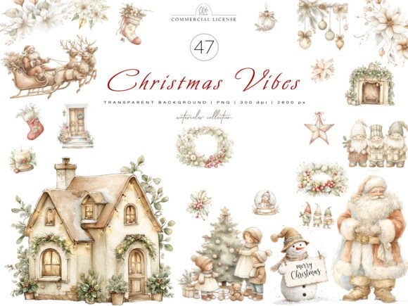 Reviewing Christmas Vibes Clipart Set Illustrations