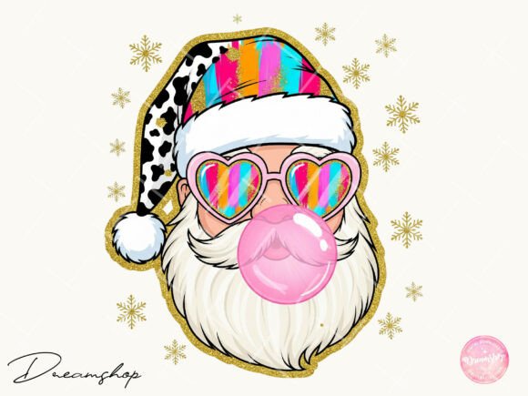 Santa Christmas Blowing Bubble Png: Illustrations
