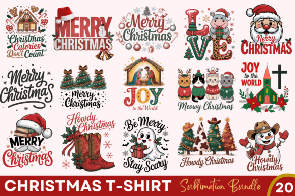 Vintage Christmas PNGs: Branding & Illustrations