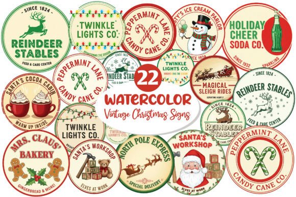 Vintage Christmas Signs Sublimation: Illustrations Review