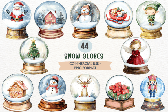 Watercolor Snow Globes: Festive Illustrations
