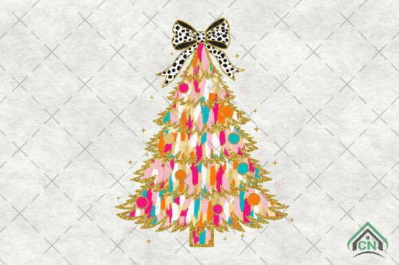 Whimsical Brushstroke Christmas Tree PNG: Editorial Illustrations