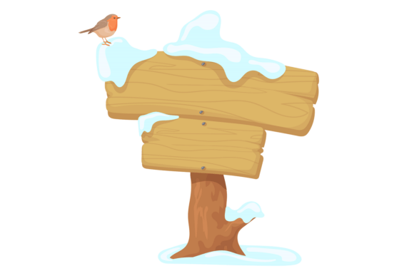 Winter Sign with Cute Bird: Illustrations Review